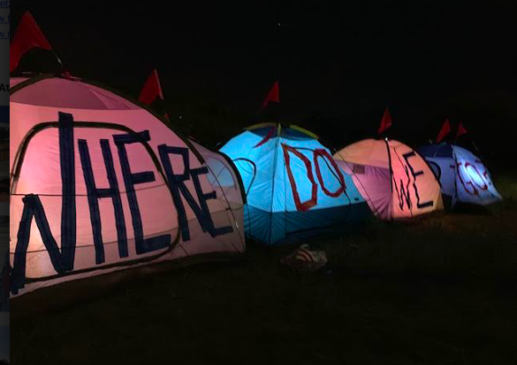 Tents saying Where Do We Go