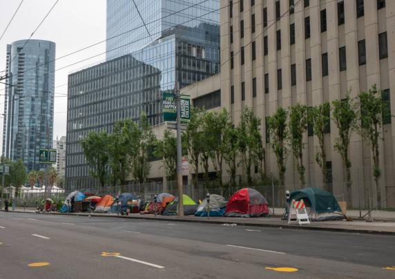 Tents Line Sidewalk