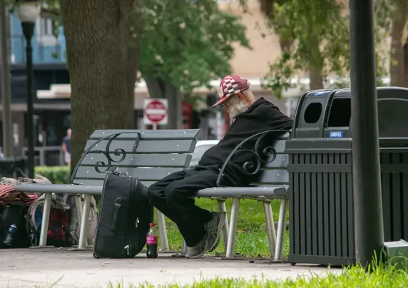 Man sitting on a park bench