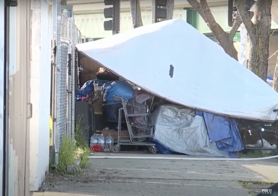 Tent in an urban setting