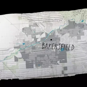 Image of map with Bakersfield written on it